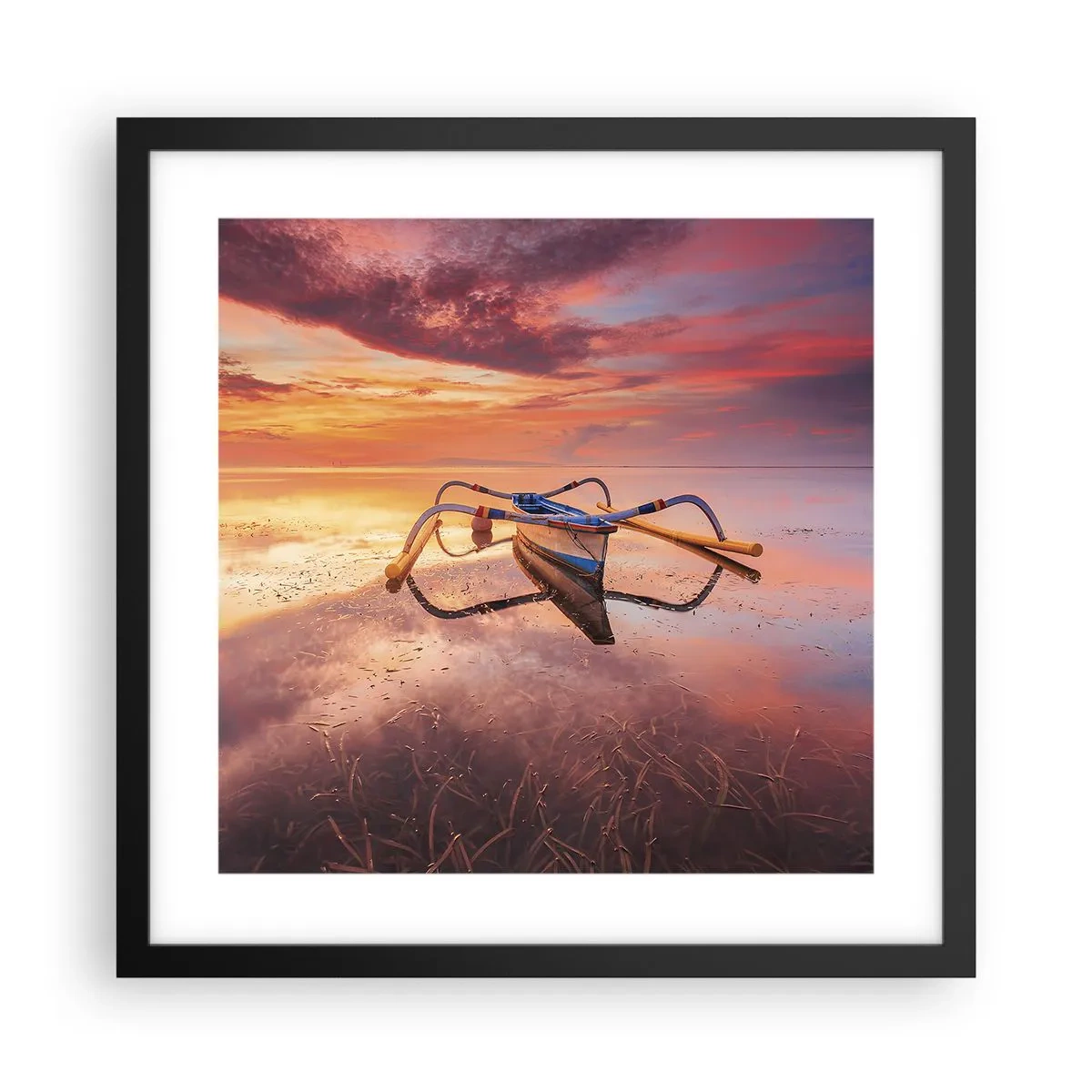 Poster in cornice nera - La pace della sera tropicale - 40x40 cm