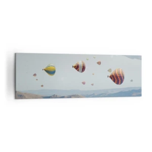Quadro su tela - Stampe su Tela - Palloncini colorati su un paesaggio roccioso - 160x50cm - Qui tutto è possibile - Decorazione murale moderna per soggiorno e camera da letto ARTTOR