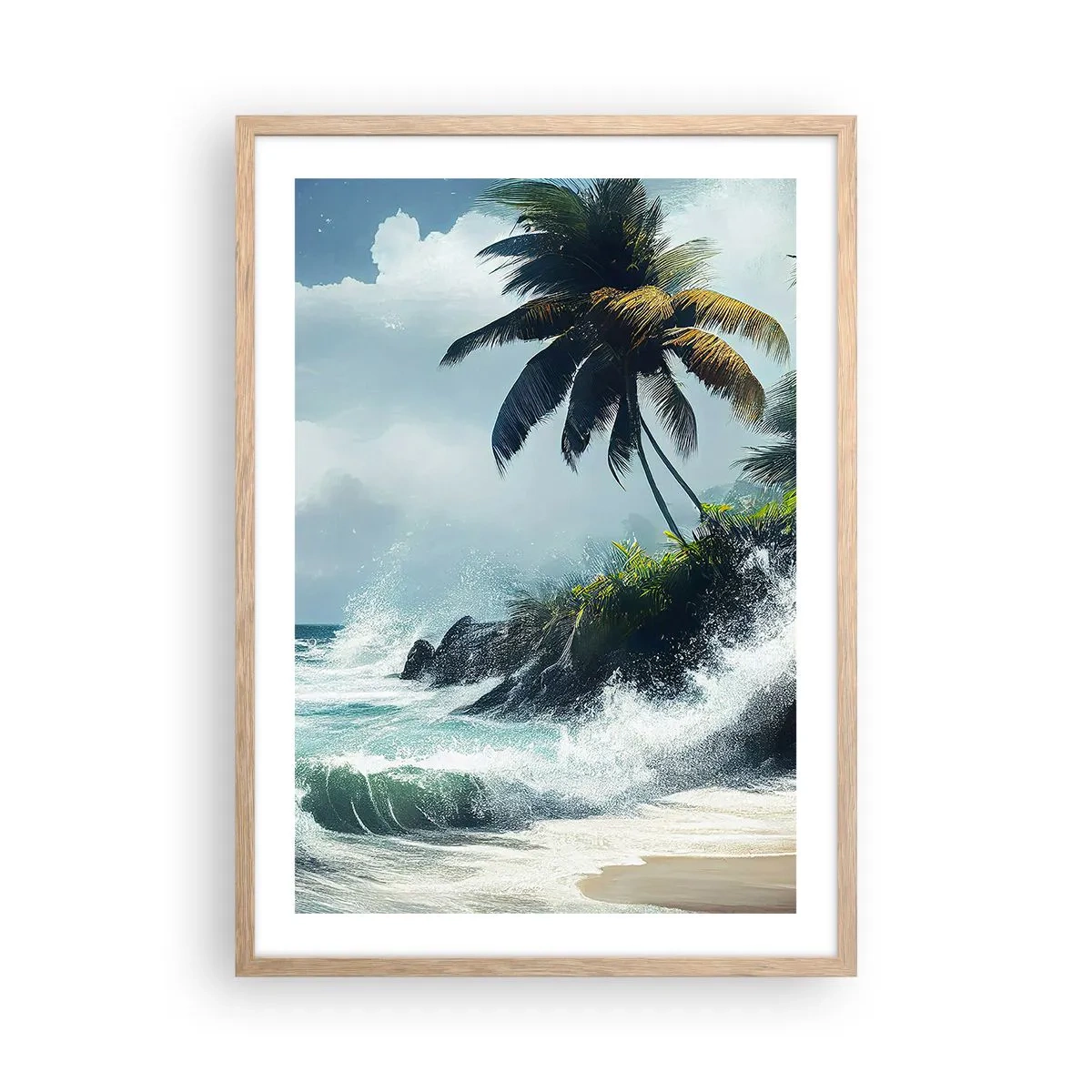 Poster in cornice rovere chiaro - Sulla riva tropicale - 50x70 cm