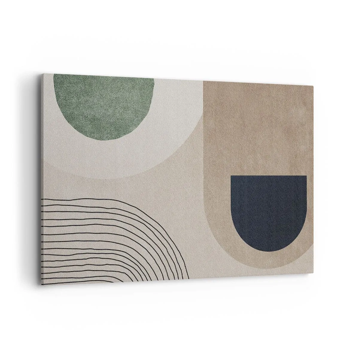 Quadro su tela - Stampe su Tela - Forme geometriche nei toni del beige e del verde - 120x80cm - La mitezza dell'ovale - Decorazione murale moderna per soggiorno e camera da letto ARTTOR