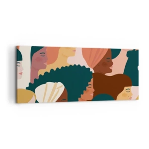 Quadro su tela - Stampe su Tela - Profili colorati di donne in vari stili - 120x50cm - Solo femminilità - Decorazione murale moderna per soggiorno e camera da letto ARTTOR