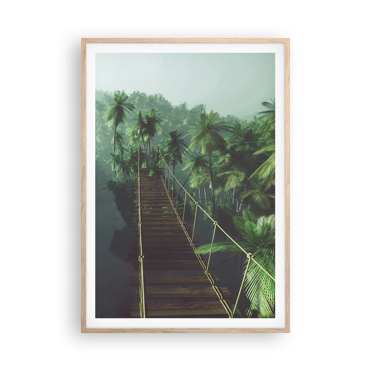 Poster in cornice rovere chiaro - Nel vortice del verde - 70x100 cm