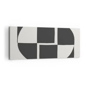 Quadro su tela - Stampe su Tela - Forme geometriche astratte in bianco e nero - 120x50cm - Antitesi - sintesi - Decorazione murale moderna per soggiorno e camera da letto ARTTOR