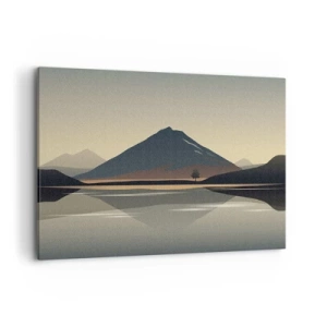 Quadro su tela - Stampe su Tela - Paesaggio montano minimalista con riflesso nell'acqua - 120x80cm - Immagine speculare - Decorazione murale moderna per soggiorno e camera da letto ARTTOR