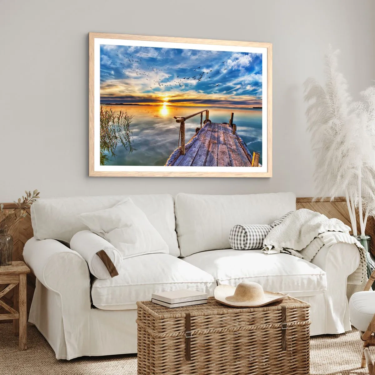 Poster in cornice rovere chiaro - Il vento è andato a dormire - 40x30 cm