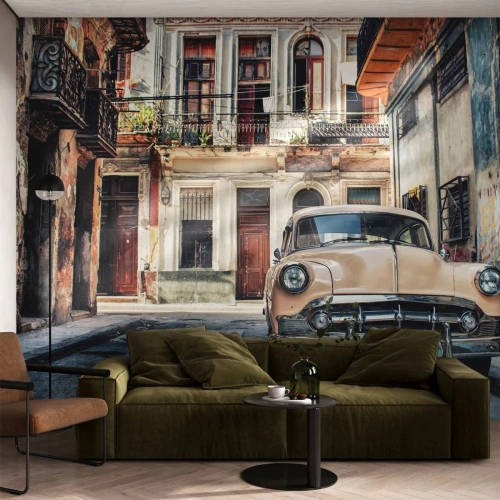 Fotomurali Autoadesivo Deluxe Sticker - Siesta all'Avana - Macchina vintage, Architettura, Città - 450x315 cm
