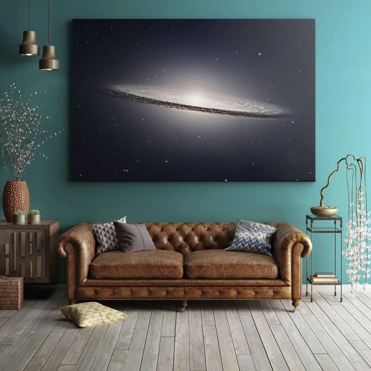 Quadro su tela - Stampe su Tela - Una galassia a spirale sullo sfondo dello spazio stellato - 100x70cm - Tanto tempo fa in una lontana galassia... - Decorazione murale moderna per soggiorno e camera da letto ARTTOR