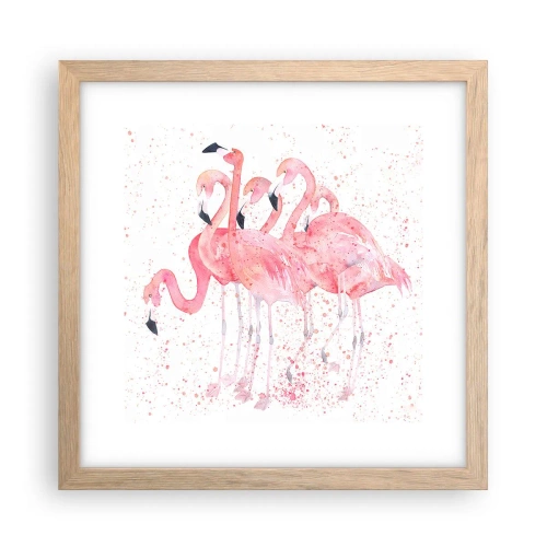Poster in cornice rovere chiaro - Gruppo in rosa - 30x30 cm