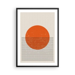 Poster in cornice nera - Un tramonto minimalista in forma geometrica - 50x70cm - Sempre il sole - Decorazione murale moderna per soggiorno e camera da letto ARTTOR
