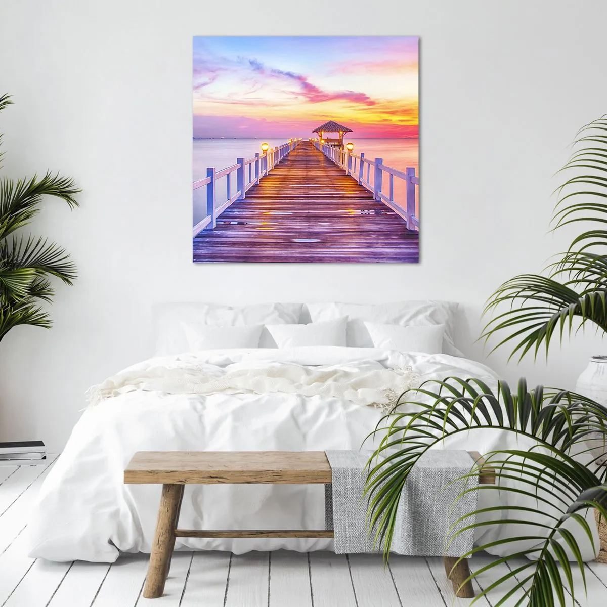 Quadro su tela - Stampe su Tela - Silenzio della sera in lilla e oro - 60x60 cm