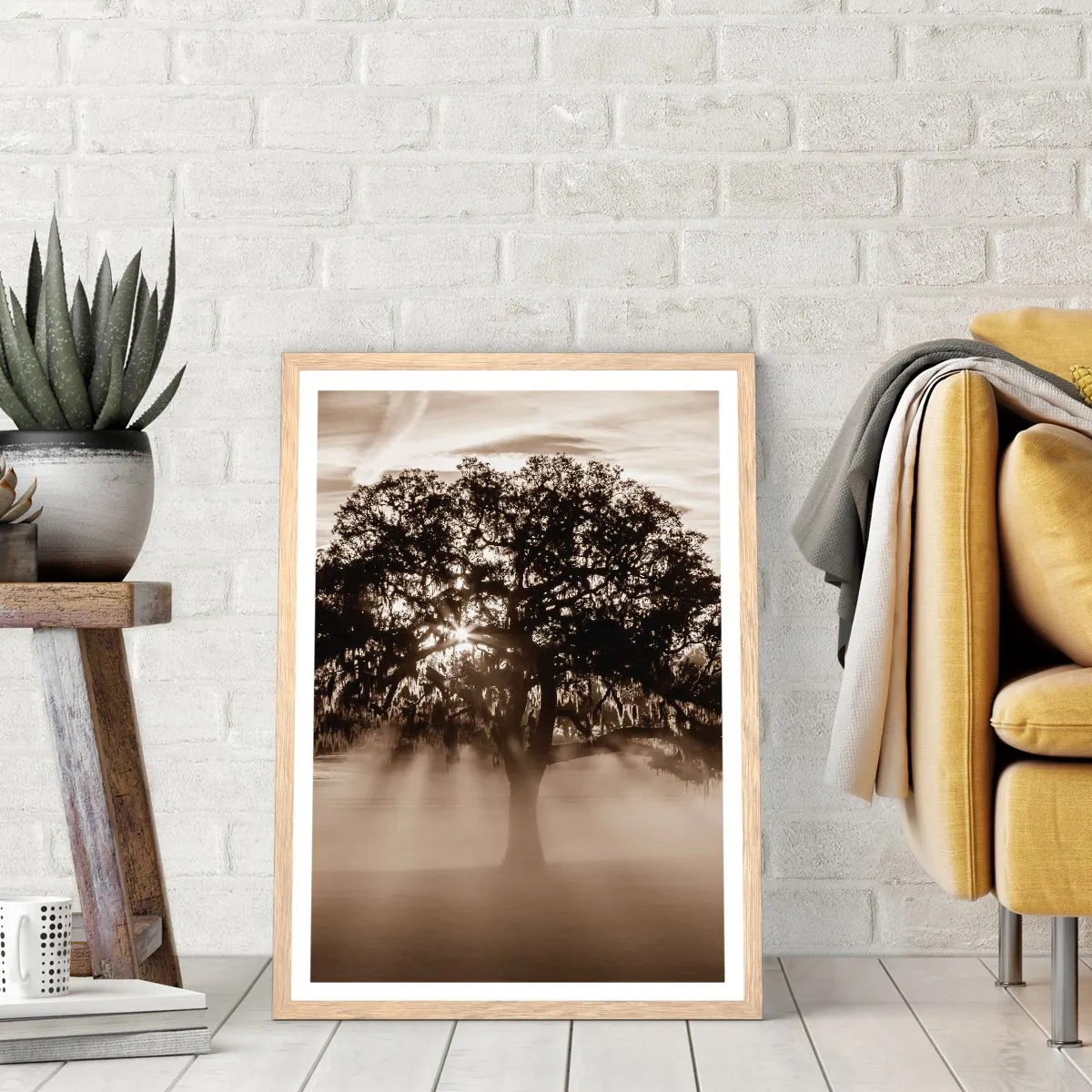 Poster in cornice rovere chiaro - L'albero delle sole buone notizie - 50x70 cm