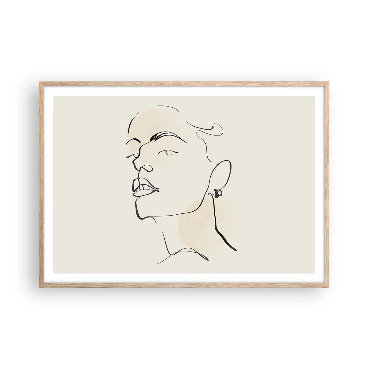 Poster in cornice rovere chiaro - Sguardo fiero - 100x70 cm