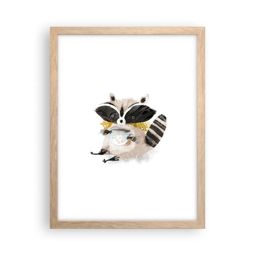 Poster in cornice rovere chiaro - Il mio amico procione - 30x40 cm