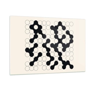 Quadro su vetro - Un mosaico grafico in bianco e nero composto da punti collegati. - 120x80cm - Gioco cinese: variazione - Decorazione murale moderna per soggiorno e camera da letto ARTTOR