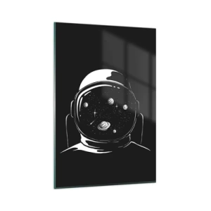 Quadro su vetro - Un casco da astronauta minimalista con vista sullo spazio - 80x120cm - Panorama niente male - Decorazione murale moderna per soggiorno e camera da letto ARTTOR