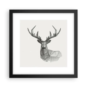 Poster in cornice nera - Cervo in stile cubista - 30x30 cm