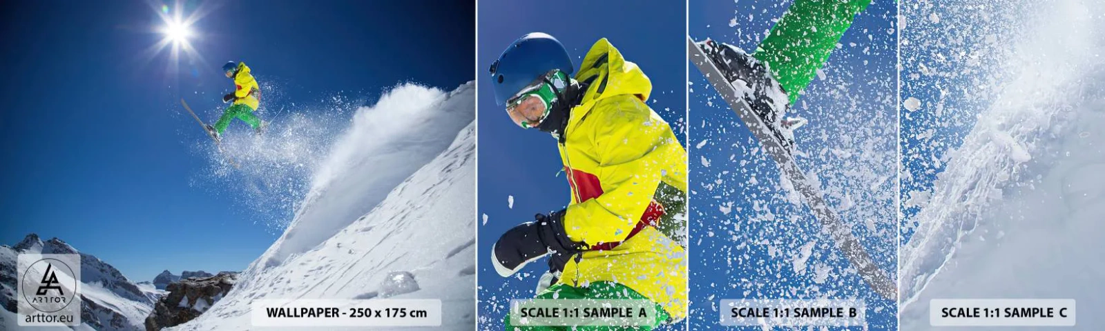 Campione Di Fotomurale Standard Eco - Ballando con i monti - Sport, Sciare, Inverno - 100x30 cm