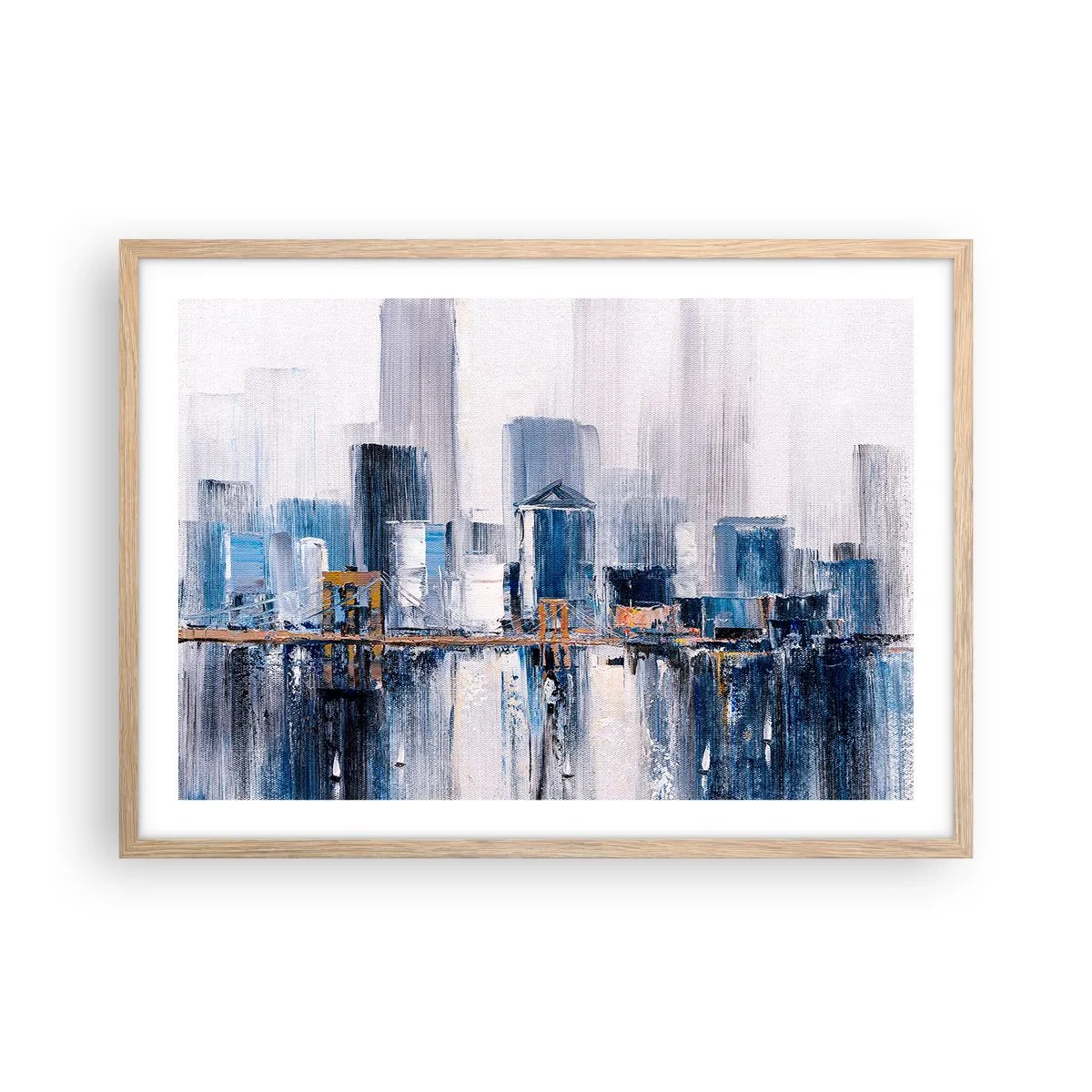 Poster in cornice rovere chiaro - Impressione di New York - 70x50 cm