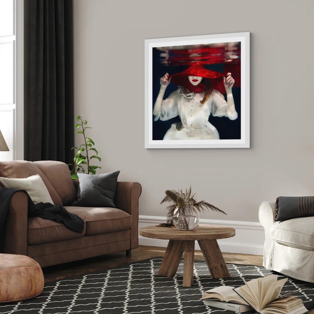 Poster in cornice bianca - Donnagatto - 50x50 cm