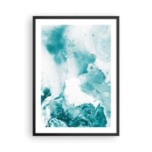 Poster in cornice nera - Astrazione turchese con dettagli dinamici - 50x70cm - Palude blu - Decorazione murale moderna per soggiorno e camera da letto ARTTOR