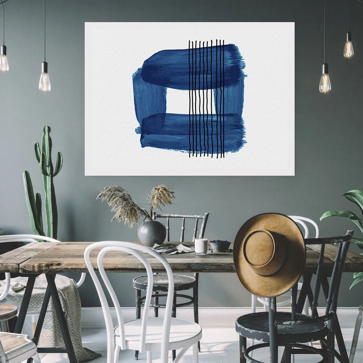 Poster - Composizione blu e nera - 70x50 cm