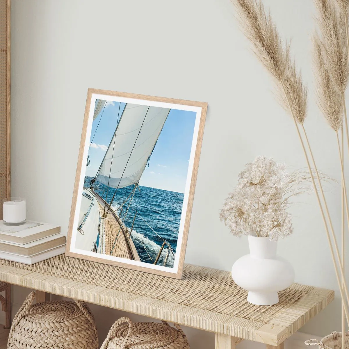 Poster in cornice rovere chiaro - Benvenuta avventura - 50x70 cm