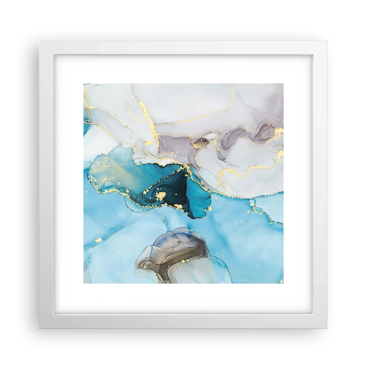 Poster in cornice bianca - Studio di incontro tra grigio e turchese - 30x30 cm