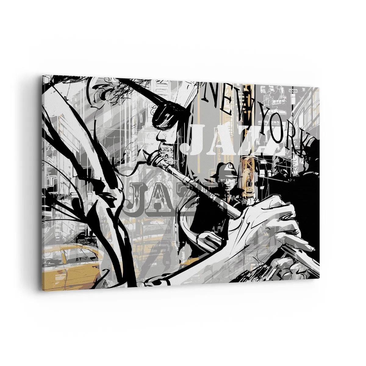 Quadro su tela - Stampe su Tela - Scena jazz di New York - 100x70cm - Al ritmo di New York - Decorazione murale moderna per soggiorno e camera da letto ARTTOR
