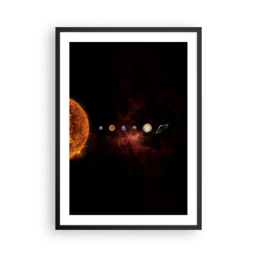 Poster in cornice nera - Il sistema solare con i pianeti sullo sfondo dello spazio - 50x70cm - Il nostro vicinato - Decorazione murale moderna per soggiorno e camera da letto ARTTOR