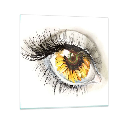 Quadro su vetro - Uno sguardo caldo come l'estate - 60x60 cm