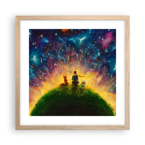 Poster in cornice rovere chiaro - Amore e amicizia: l'intero mondo - 40x40 cm