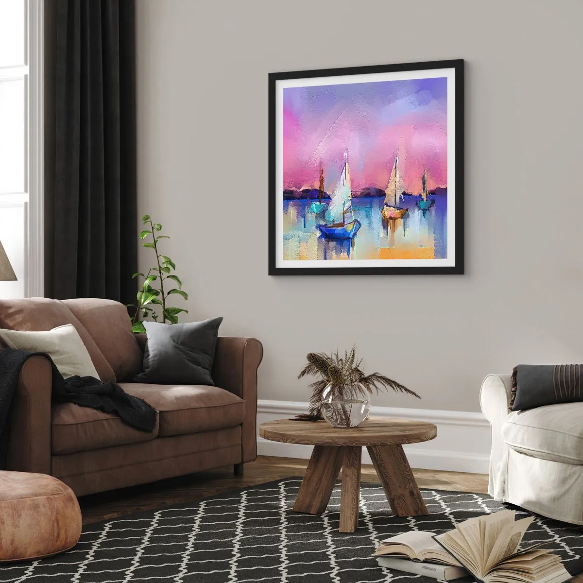 Poster in cornice nera - Direzione: mare aperto - 50x50 cm