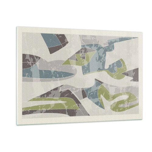 Quadro su vetro - Composizione geometrica in verde e grigio - 120x80cm - Composizione oltre il vetro - Decorazione murale moderna per soggiorno e camera da letto ARTTOR