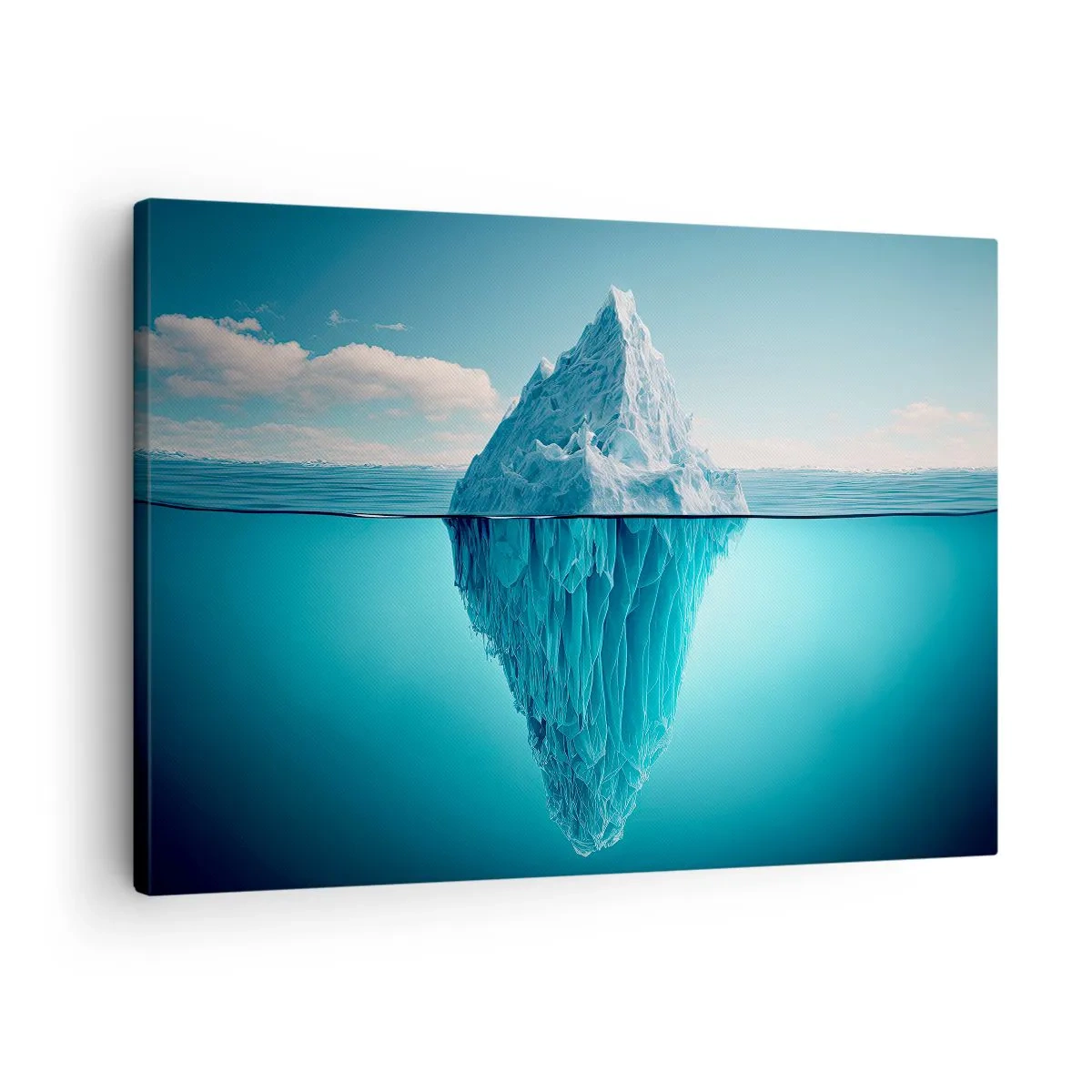 Quadro su tela - Stampe su Tela - Un iceberg visibile sopra e sotto la superficie dell'acqua - 70x50cm - Il re del ghiaccio - Decorazione murale moderna per soggiorno e camera da letto ARTTOR