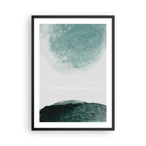 Poster in cornice nera - Paesaggio astratto nei toni del verde e del bianco - 50x70cm - Incontro con la nebbia - Decorazione murale moderna per soggiorno e camera da letto ARTTOR