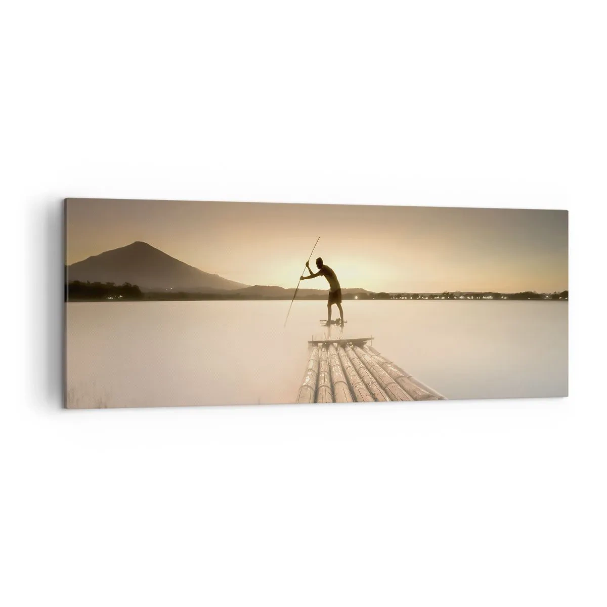 Quadro su tela - Stampe su Tela - Uomo su una zattera al tramonto - 140x50cm - Prima del riposo - Decorazione murale moderna per soggiorno e camera da letto ARTTOR