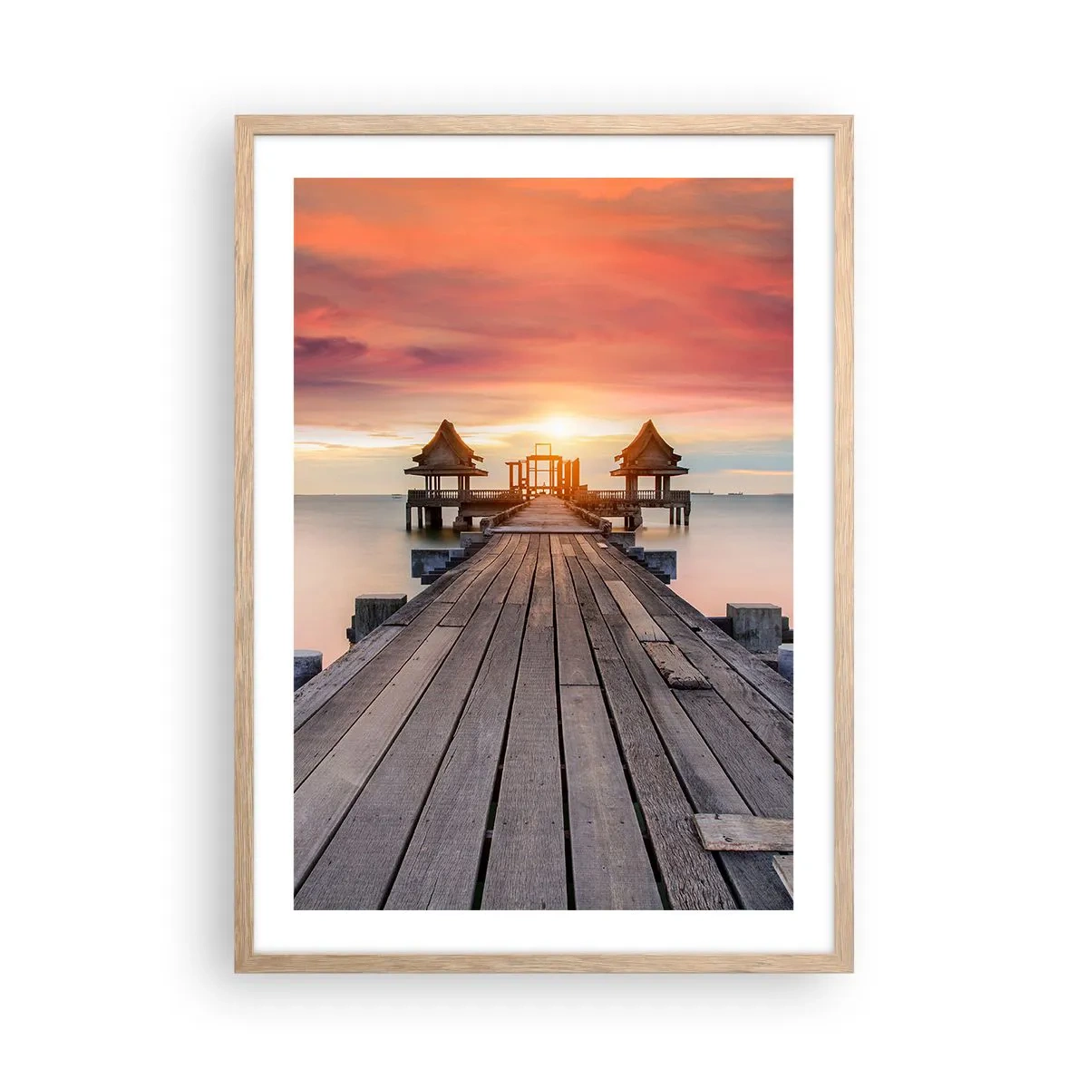 Poster in cornice rovere chiaro - Tramonto d'oriente - 50x70 cm