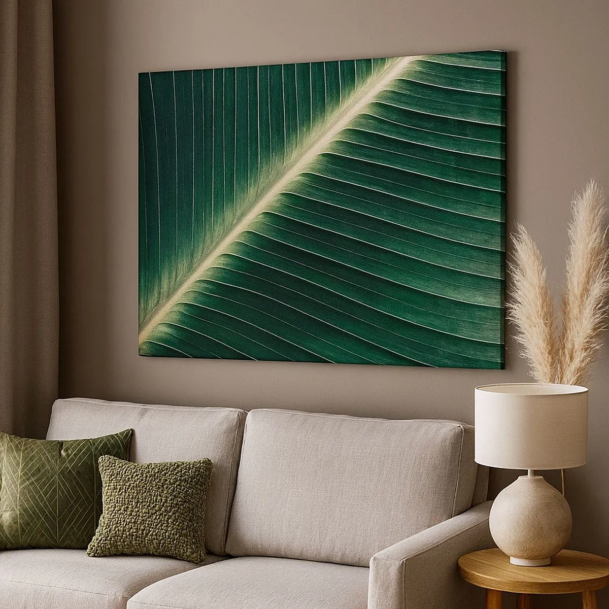 Quadro su tela - Stampe su Tela - Primo piano della struttura di una foglia verde - 70x50cm - Il ritmo della natura - Decorazione murale moderna per soggiorno e camera da letto ARTTOR