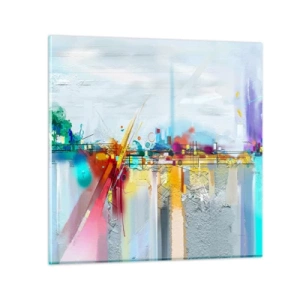 Quadro su vetro - Il ponte della gioia sul fiume della vita - 30x30 cm