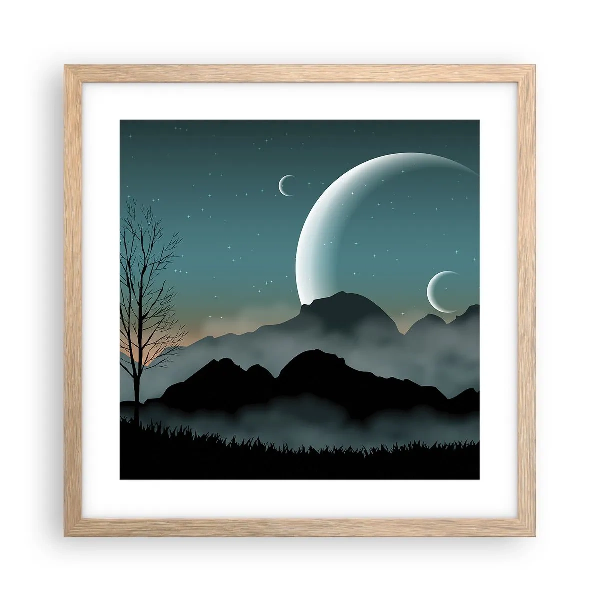 Poster in cornice rovere chiaro - Il carnevale di una notte stellata - 40x40 cm