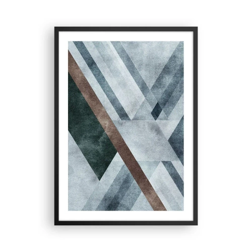 Poster in cornice nera - Composizione geometrica nei toni del blu e del marrone - 50x70cm - La ricercata eleganza della geometria - Decorazione murale moderna per soggiorno e camera da letto ARTTOR