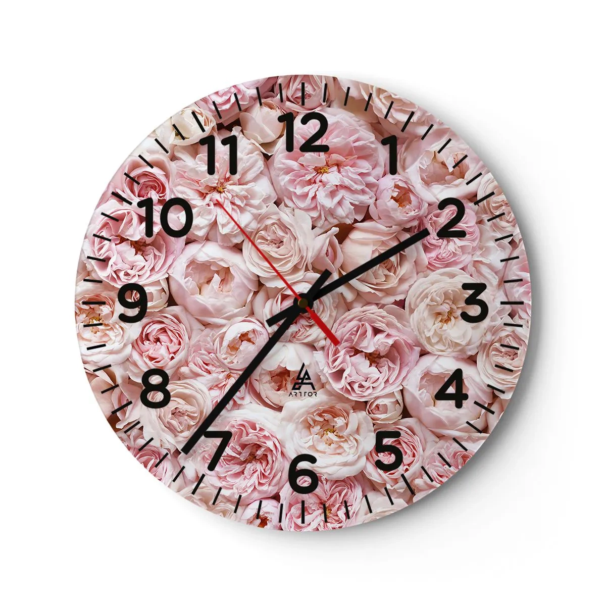 Orologio da parete - Orologio in Vetro - Coperto di rose - 30x30 cm