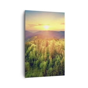 Quadro su tela - Stampe su Tela - Paesaggio forestale con tramonto sulle colline - 80x120cm - Vette e cime - Decorazione murale moderna per soggiorno e camera da letto ARTTOR