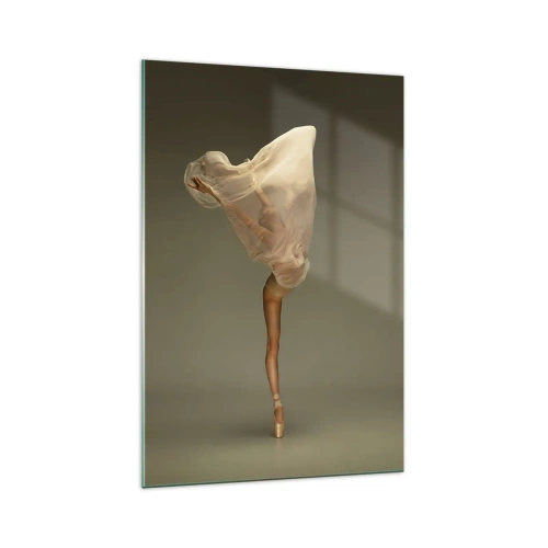 Quadro su vetro - Una ballerina che fluttua nell'aria con il tessuto - 70x100cm - Adesso vola via - Decorazione murale moderna per soggiorno e camera da letto ARTTOR