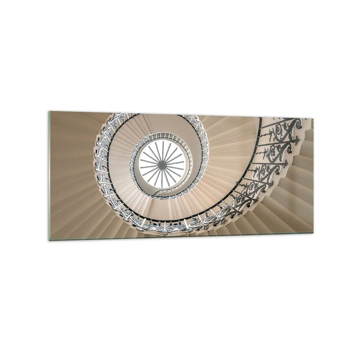 Quadro su vetro - Scala a chiocciola con elegante approccio geometrico - 120x50cm - Al centro della chiocciola - Decorazione murale moderna per soggiorno e camera da letto ARTTOR