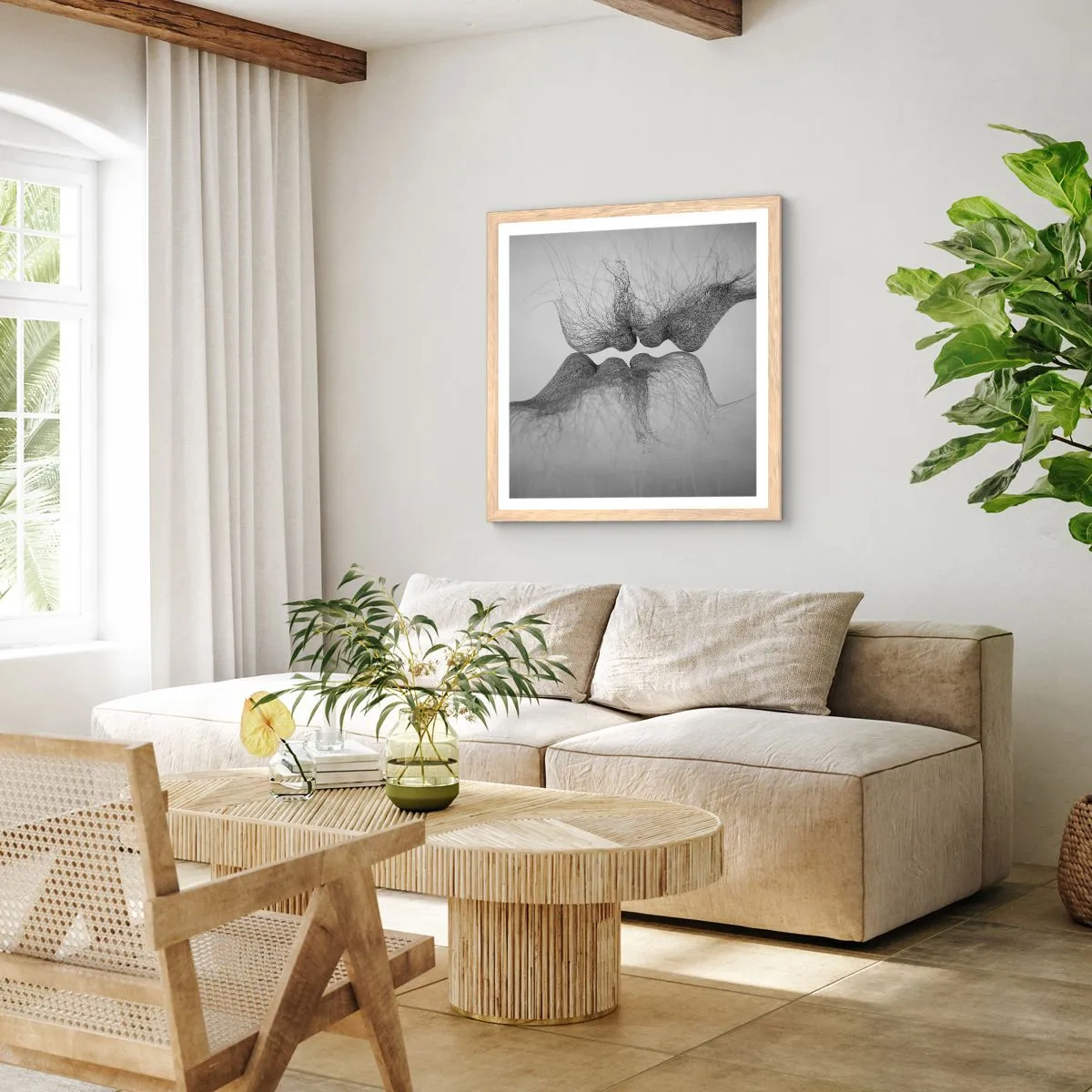 Poster in cornice rovere chiaro - Il bacio del vento - 60x60 cm
