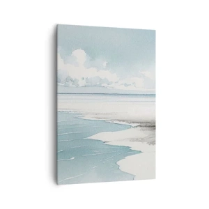 Quadro su tela - Stampe su Tela - Un mare calmo e una spiaggia dalle tonalità chiare di blu - 70x100cm - Marea dolce - Decorazione murale moderna per soggiorno e camera da letto ARTTOR