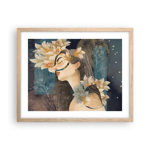 Poster in cornice rovere chiaro - La favola della principessa con i gigli - 50x40 cm