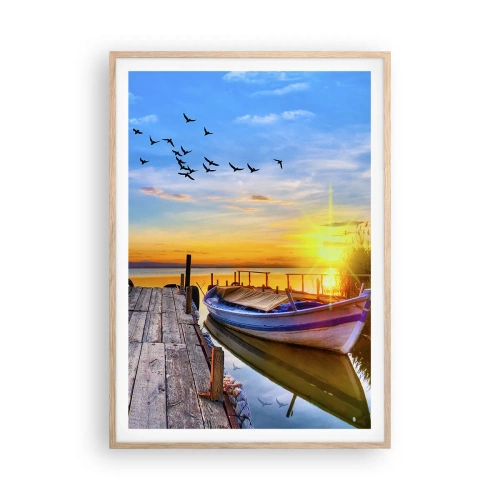 Poster in cornice rovere chiaro - A domani - 70x100 cm