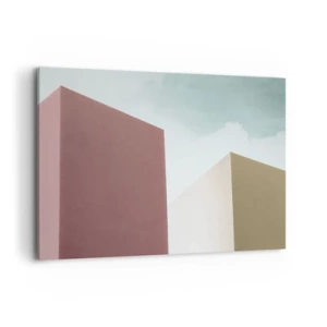 Quadro su tela - Stampe su Tela - Architettura minimalista con blocchi pastello e cielo - 120x80cm - Geometria di un'estate assolata - Decorazione murale moderna per soggiorno e camera da letto ARTTOR